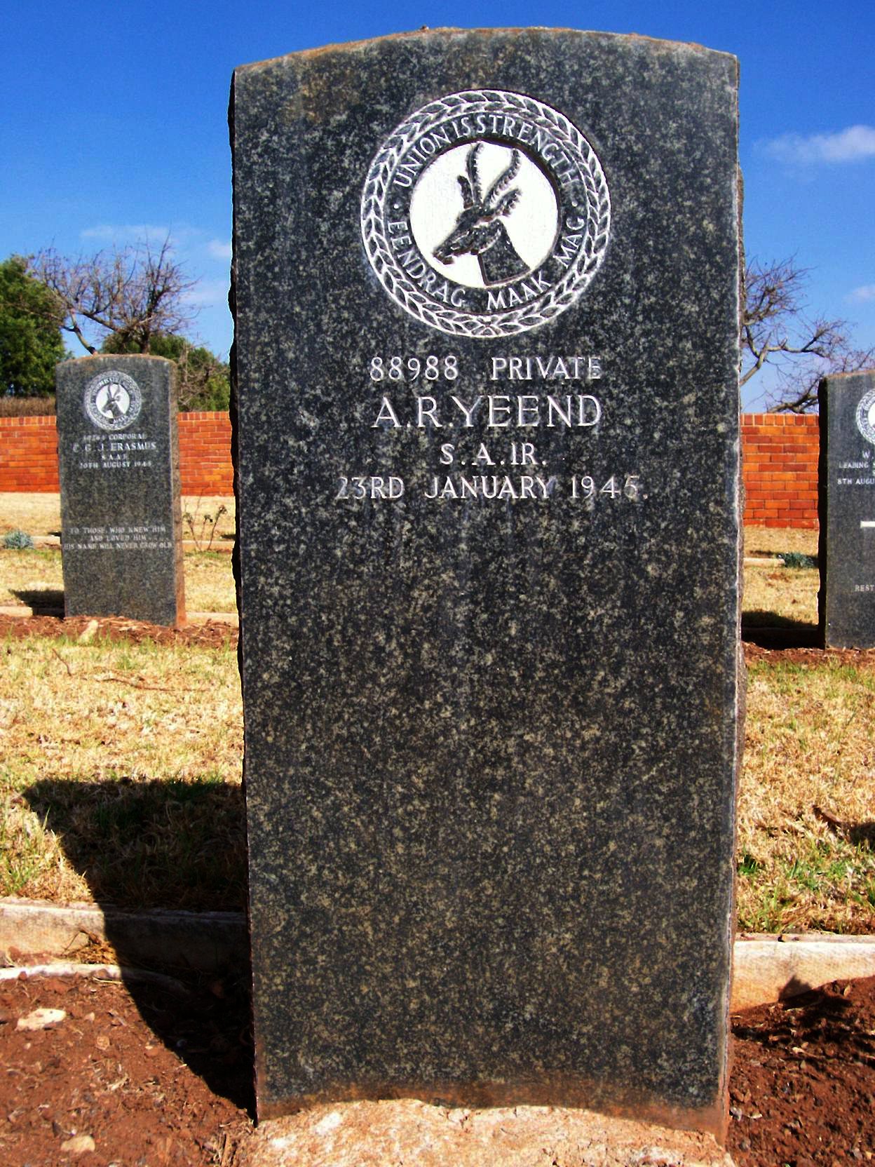 Photo from /search/photos/South Africa/Gauteng/JOHANNESBURG (WEST PARK) CEMETERY/New from Derek/yeend_ar_westpark294.jpg